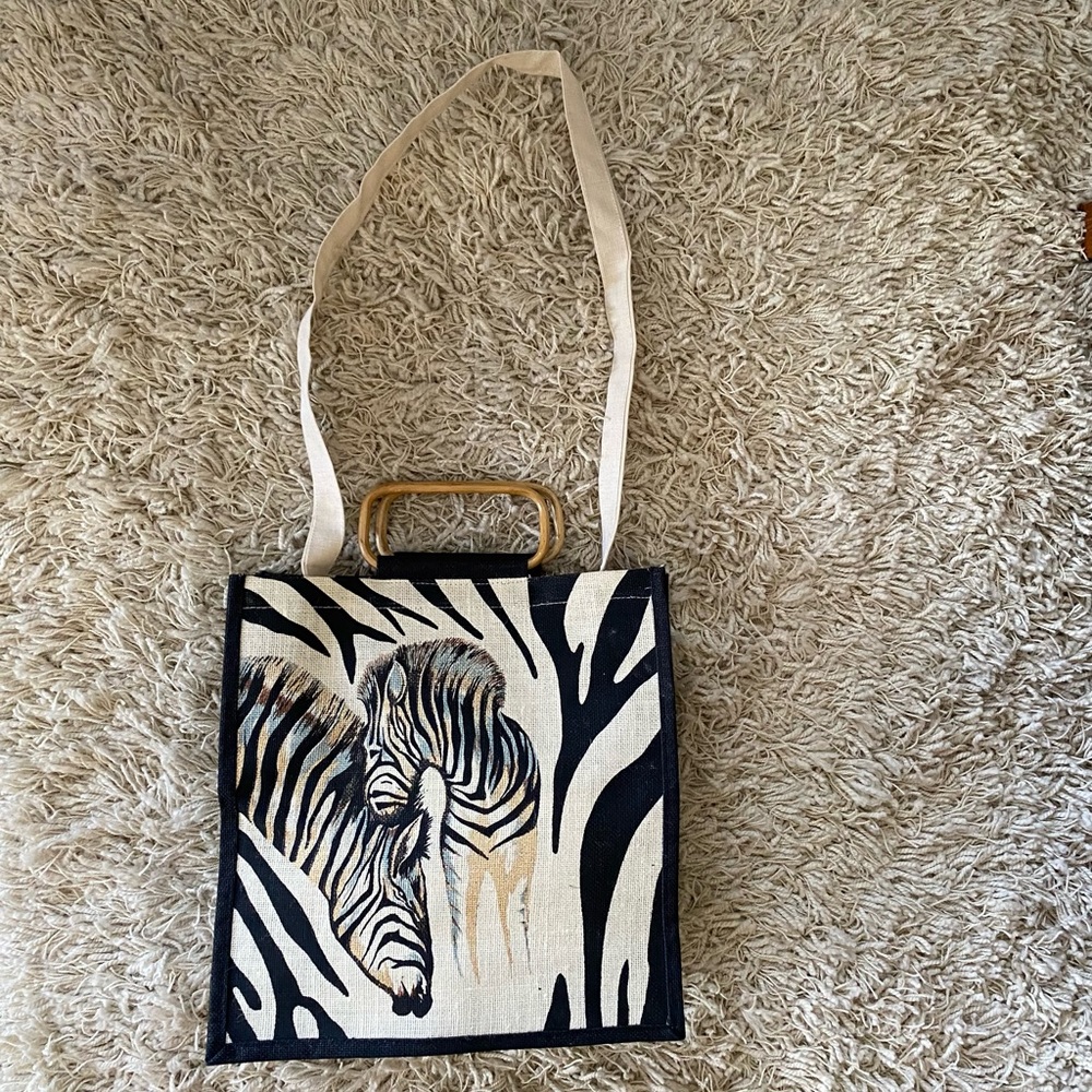 Eco Friendly Jute Market Bag Zebra Print